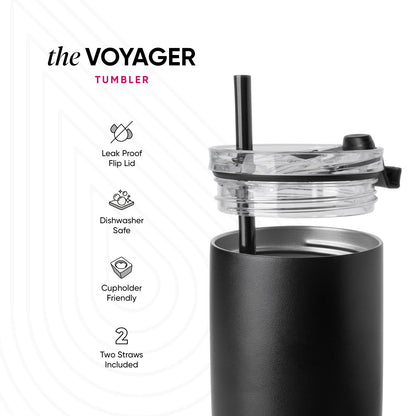 Collegiate Voyager Tumbler with Clear Flip Lid & Straw